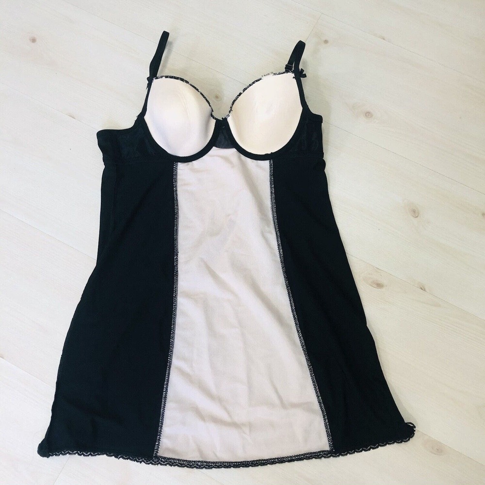 Marilyn Monroe Chemise Nightgown Slip Negligee Sz L Adjustable Straps Lace Black - Picture 6 of 8